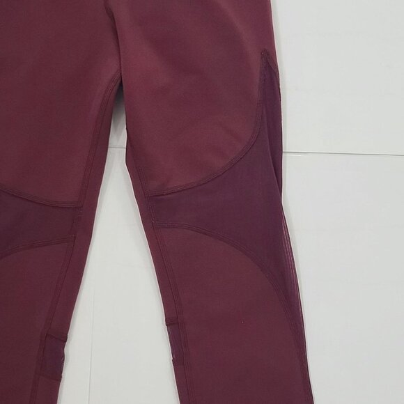 ALO Yoga Mesh Detail Cropped Leggings High Waist Maroon Red Size Small - Picture 2 of 8